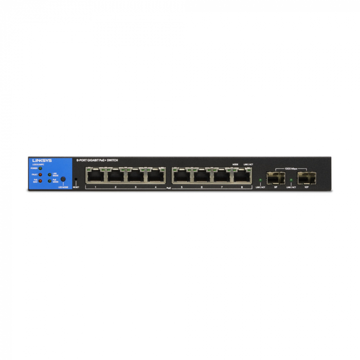 Linksys 8-Port Managed PoE+ Gigabit Switch + 2 SFP Ports - Black [2]