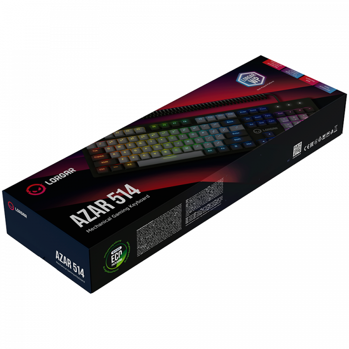 LORGAR Azar 514, Wired mechanical gaming keyboard, RGB backlight, 1680000 colour variations, 18 modes, keys number: 104, 50M clicks, linear dream switches, spring cable up to 3.4m, ABS plastic+metal,  [8]