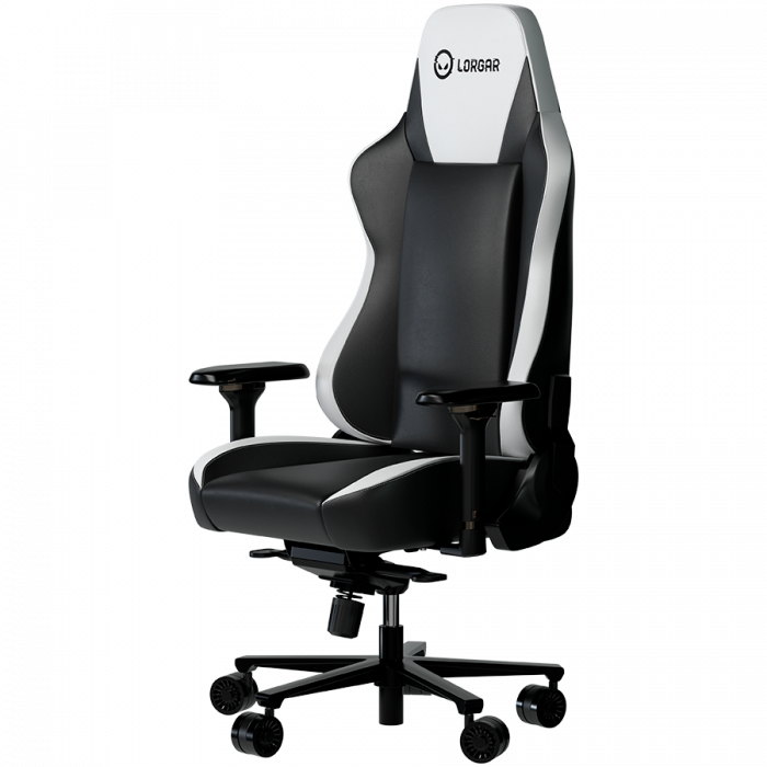 LORGAR Base 311, Gaming chair, PU eco-leather, 1.8 mm metal frame, multiblock mechanism, 4D armrests, 5 Star aluminium base, Class-4 gas lift, 75mm PU casters, Black + white [2]