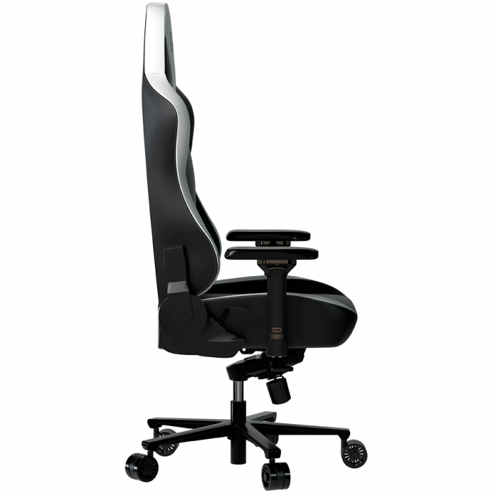LORGAR Base 311, Gaming chair, PU eco-leather, 1.8 mm metal frame, multiblock mechanism, 4D armrests, 5 Star aluminium base, Class-4 gas lift, 75mm PU casters, Black + white [3]