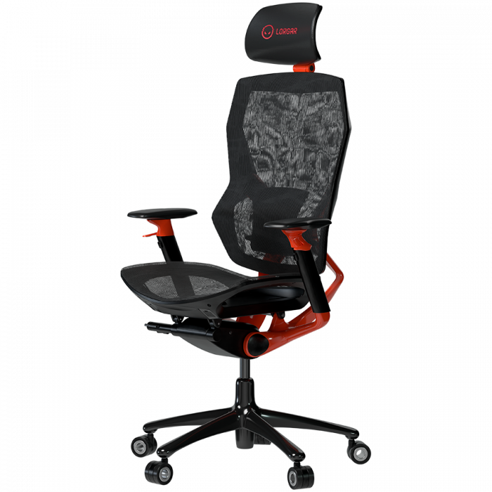 LORGAR Grace 855, Gaming chair, Mesh material, aluminium frame, multiblock mechanism, 3D armrests, 5 Star aluminium base, Class-4 gas lift, 60mm PU casters, Red + black [2]