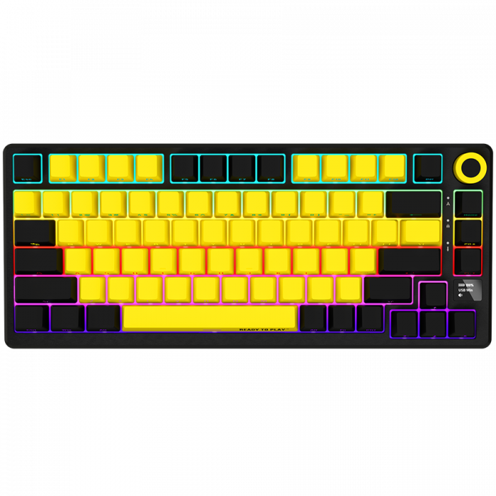 LORGAR KBP7075W, Wireless 75% Mechanical Gaming Keyboard Pro, Black/yellow, EN layout [1]