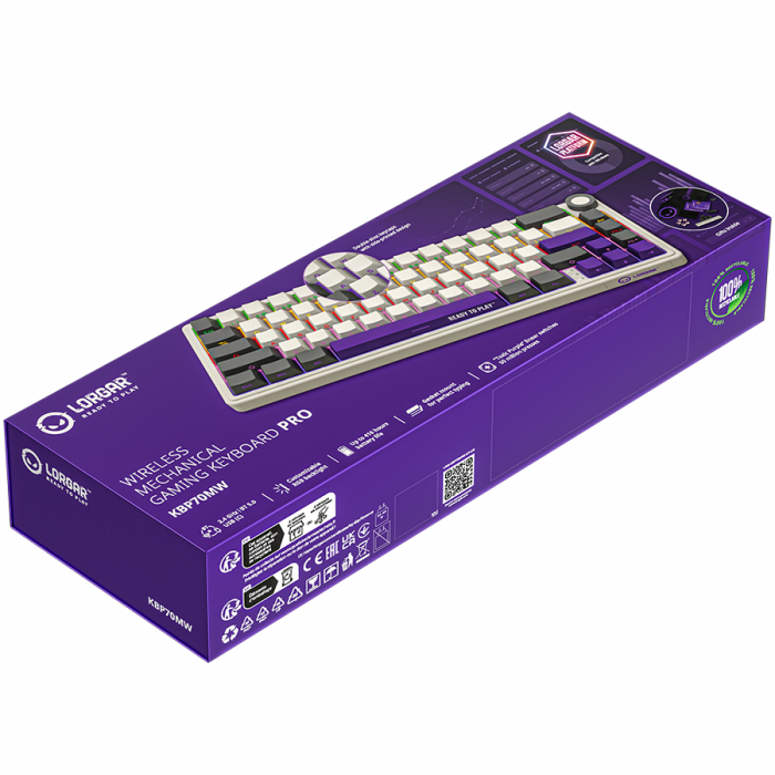 LORGAR KBP70MW, Wireless 65% Mechanical Gaming Keyboard Pro, Beige, EN layout [10]