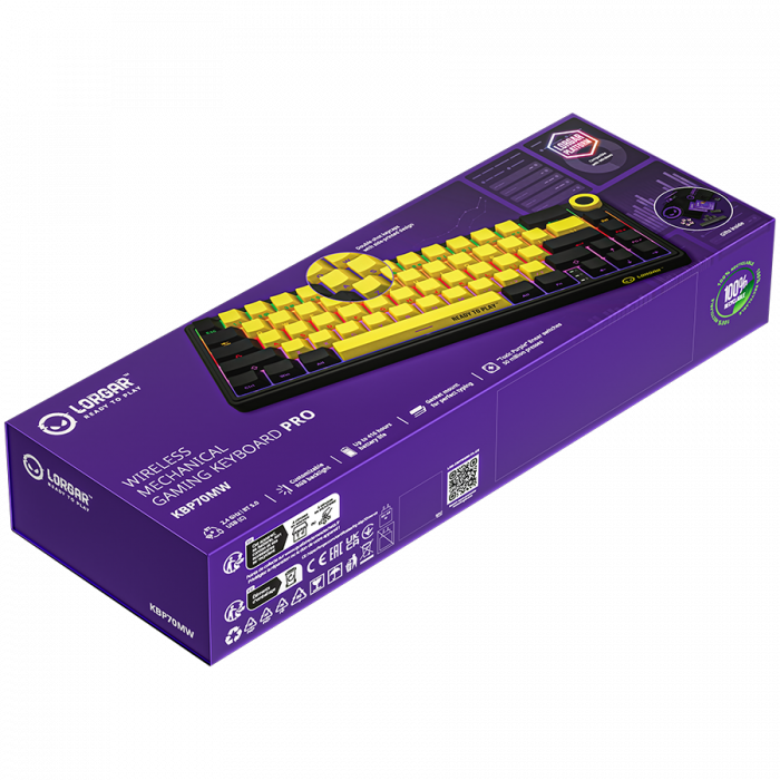 LORGAR KBP70MW, Wireless 65% Mechanical Gaming Keyboard Pro, Black/yellow, EN layout [10]