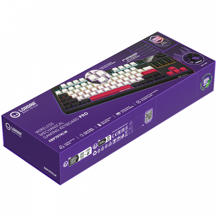 LORGAR KBP70TKLW, Wireless TKL Mechanical Gaming Keyboard Pro, Black/red, EN layout [9]