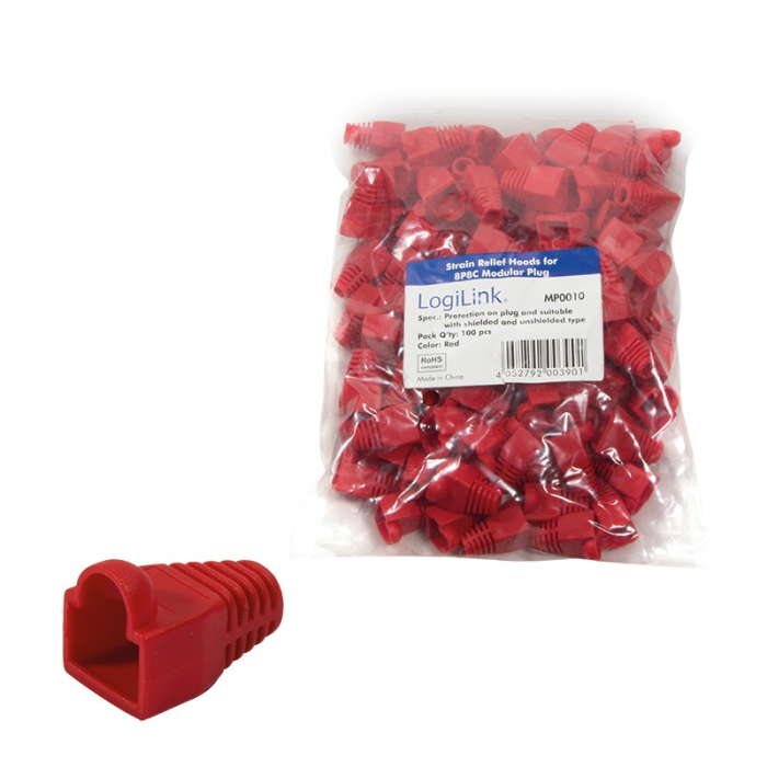 MANSON mufe RJ-45 LOGILINK pt. cablu UTP, FTP, SFTP, RJ-45 (T), plastic, 100 buc, rosu, \\"MP0010\\" [2]