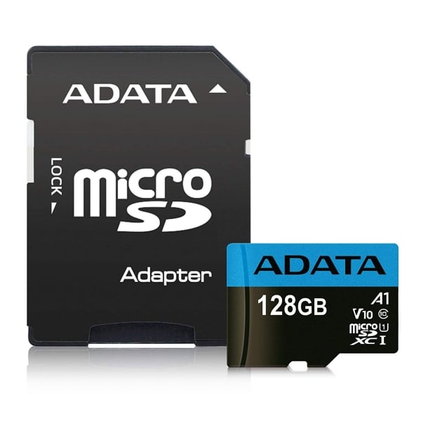 MicroSD ADATA SDXC. 128GB (Clasa 10) + adaptor SD, "AUSDX128GUICL10A1-RA1" [1]