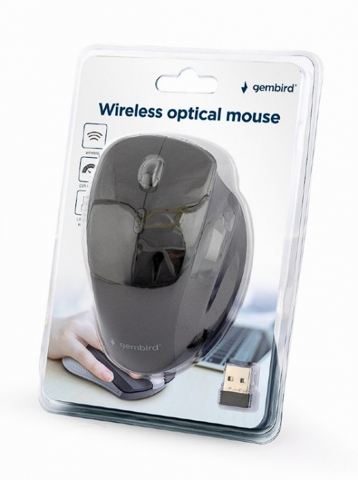MOUSE GEMBIRD, PC sau NB, wireless, 2.4GHz, optic, 1600 dpi, butoane/scroll 6/1, , negru, "MUSW-6B-02" (include TV 0.18lei) [3]