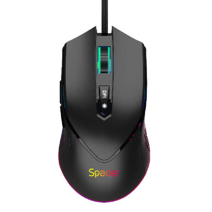 MOUSE Spacer - gaming, gaming, cu fir, USB, optic, 12.000 dpi, butoane/scroll 6/1, iluminare RGB, negru, \\"SPGM-ALIEN-NOVA\\" (include TV 0.18lei) [2]