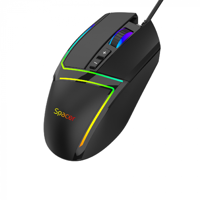MOUSE Spacer - gaming, gaming, cu fir, USB, optic, 12.000 dpi, butoane/scroll 6/1, iluminare RGB, negru, \\"SPGM-ALIEN-PRO\\" (include TV 0.18lei) [4]