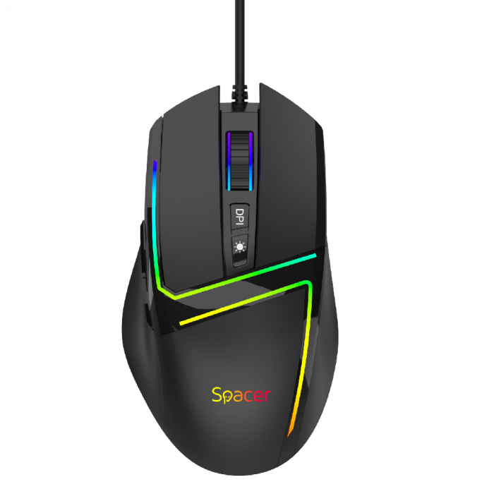 MOUSE Spacer - gaming, gaming, cu fir, USB, optic, 12.000 dpi, butoane/scroll 6/1, iluminare RGB, negru, \\"SPGM-ALIEN-PRO\\" (include TV 0.18lei) [2]
