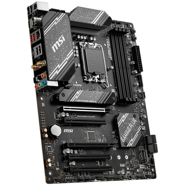MSI B760 GAMING PLUS WIFI, ATX, Socket 1700, Intel B760 Chipset, Dual Channel DDR5 up to 6800(OC)MHz,5x PCIe x16 slot, 4xSATA 6G, 2x M.2 slot, 2x USB 3.2 Gen 1,4x USB 2.0, 1x HDMI, 1x DP, 2.5G LAN, 7. [2]
