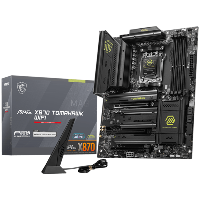MSI MAG X870E TOMAHAWK WIFI, ATX, Socket AM5, 4x DDR5 Dual Channel DDR5 up to 8400(OC)MHz, 3x PCIe 3.0 x16 slot, 4x M.2 slot, 4x USB 2.0, 3x USB 5Gbps, 2x USB 10Gbps, 1x 10Gbps Type-C, 2x 40Gbps Type- [1]