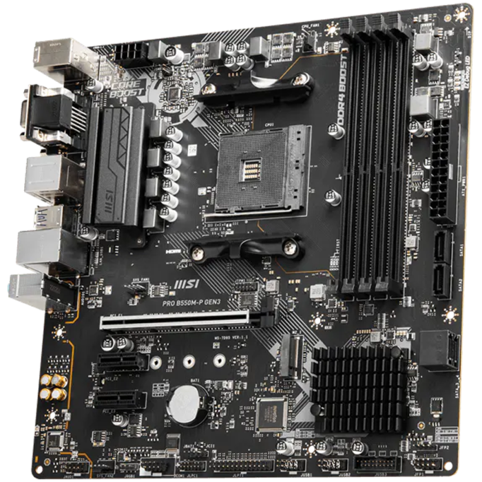 MSI Main Board PRO B550M-P (AM4,4x DDR4, 1xHDMI,1xDP,1xVGA, 1x PCI-E x16 slot, 2x PCI-E x1 slot, 2x M.2, 4x SATA 6G, GLAN) mATX [3]