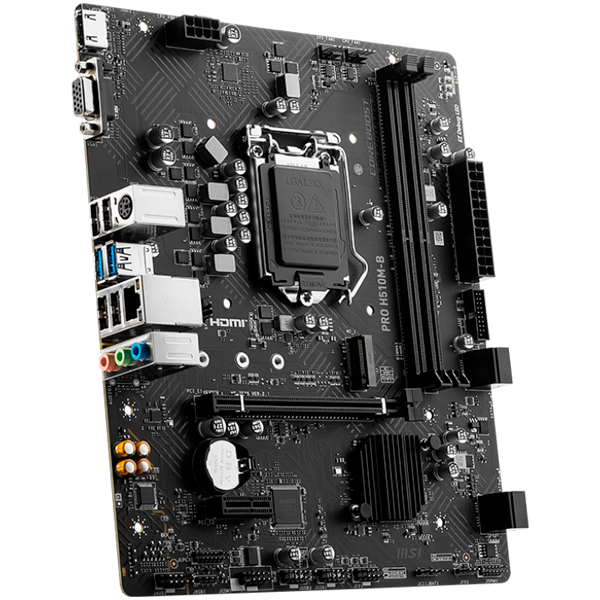 MSI PRO H510M-B DDR4, mATX, Chipset H470 (supports only 10th Intel processors), Socket 1200, Dual Channel DDR4 up to 2933MHz, 1x PCIe x16 slots, 1x M.2 slots, 1x HDMI, 1x VGA, 2x USB 3.2 Gen 1, 4x USB [2]