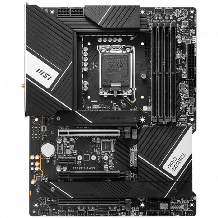 MSI PRO Z790-S WIFI , LGA 1700, INTEL Z790, 4xDDR5, Dual Channel DDR4 up to 7200+(OC)MHz, 3.0 x16 slot, 4x M.2 slots, 1x USB 3.2 Gen 2 (Type-C), 2x USB 3.2 Gen 1, 4x USB 2.0, 1x HDMI, 4x EZ Debug LED, [2]