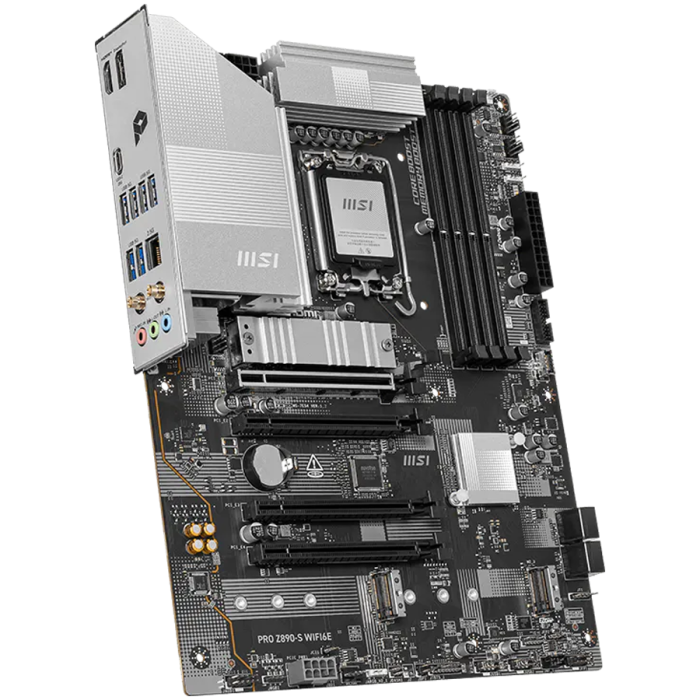 MSI PRO Z890-S WIFI6E, LGA 1851, Dual Channel DDR5 up to 8800(OC)MHz, 4x PCIe x16 slots, 3x M.2 slot, 6x USB 3.2 Gen 1, 1x USB 3.2 Gen 2x2 Type-C, 1x HDMI, 1x DP, 2.5Gbps LAN, WIFI6E, 7.1 Audio, 3Y [3]