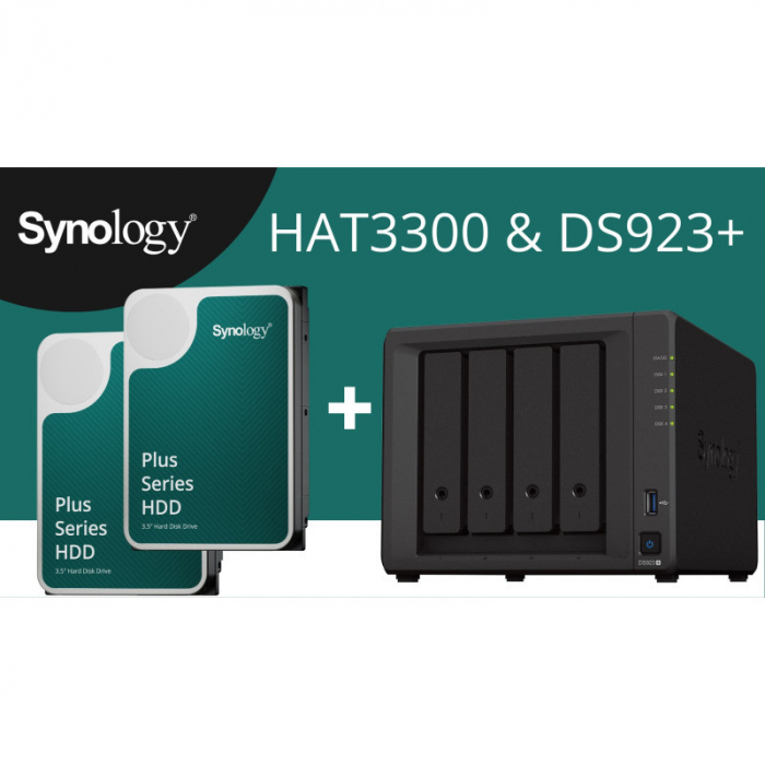 Network Attached Storage Synology DS923+ 4GB + 2x HAT3300-4T 4TB HDD [2]