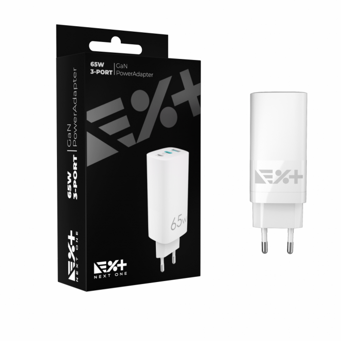 Next One 65W 2x USBC, 1x USB A Wall Charger - White [7]
