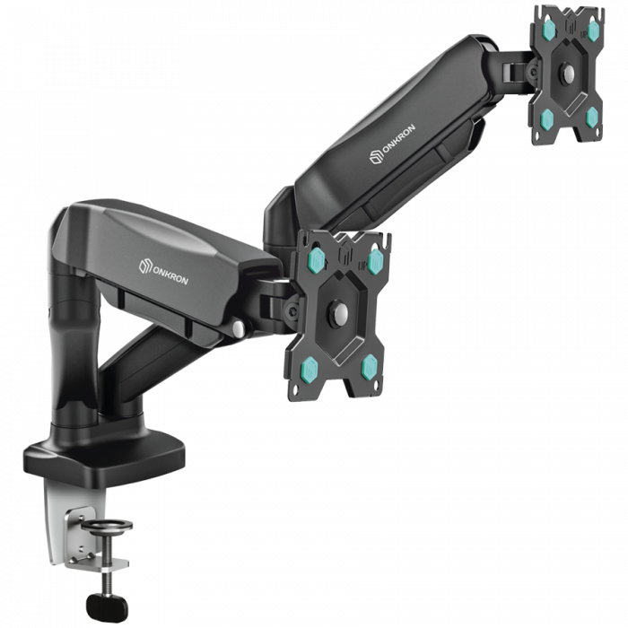 ONKRON Dual Monitor Desk Mount Stand for 13 to 32-Inch LCD LED Monitors up to 8 kg, Black [1]