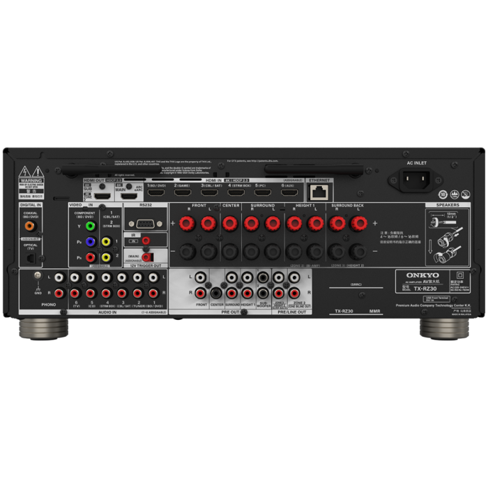 Onkyo TX-RZ30 9.2 -Channel AV Receiver, 170 W/Ch / 6ohms, Dirac Live, THX® Certified, DTS:X, 8K/4K Ultra HD, Works with Sonos, Black [3]