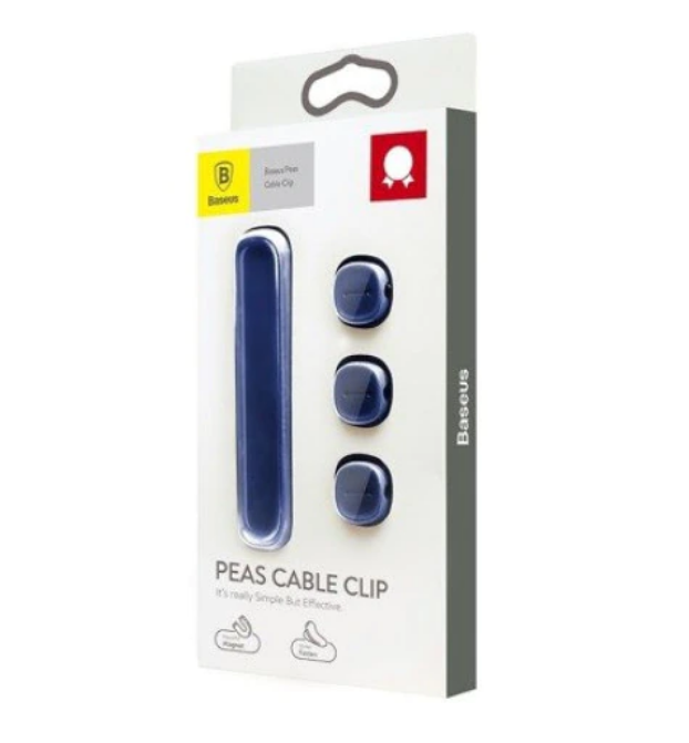 ORGANIZATOR cabluri Baseus Peas, adeziv 3M, trei orificii destinate organizarii prevazute cu magneti, albastru "ACWDJ-03" - 6953156254985 [5]
