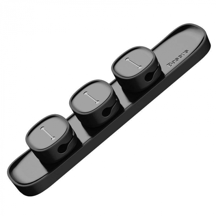 ORGANIZATOR cabluri Baseus Peas, adeziv 3M, trei orificii destinate organizarii prevazute cu magneti, negru \\"ACWDJ-01\\" [3]