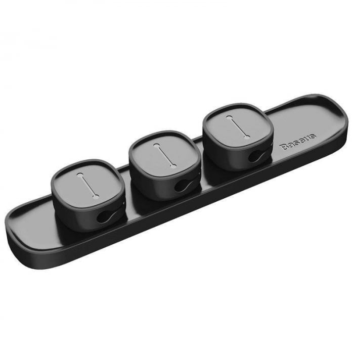 ORGANIZATOR cabluri Baseus Peas, adeziv 3M, trei orificii destinate organizarii prevazute cu magneti, negru \\"ACWDJ-01\\" [2]
