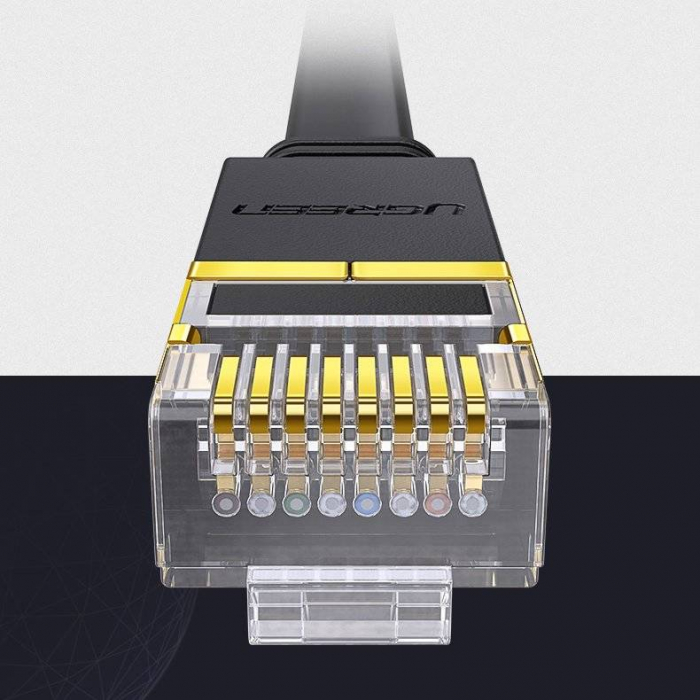 PATCH CORD U/FTP Ugreen Cat7, "NW106" fire din cupru, flat cable, viteza maxima 10 Gbps, 3m, negru "11262" (include TV 0.06 lei) - 6957303882625 [4]