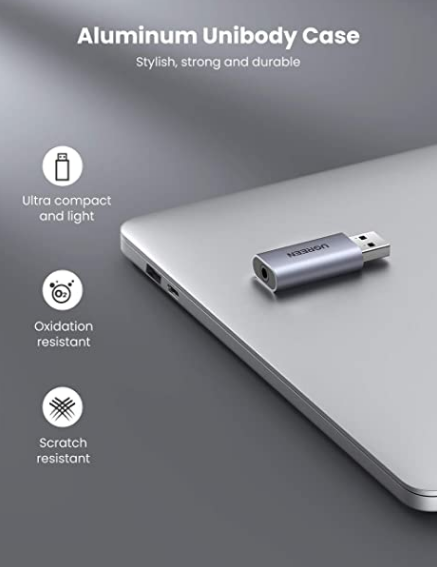 PLACA de SUNET Ugreen "CM383" extern, interfata USB 2.0 (T) la 3.5 mm jack (M), gri "80864" (include TV 0.06lei) - 6957303888641 [3]