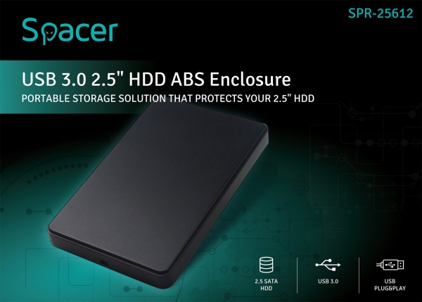 RACK EXTERN 2.5" HDD S-ATA to USB 3.0 SPACER, Plastic, "SPR-25612" [5]