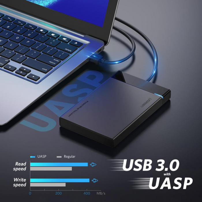 RACK extern Ugreen, \\"US221\\" pt HDD si SSD SATA 2.5\\" conectare USB 3.0 max 5 Gbps, ABS, gri \\"30847\\" (include TV 0.8lei) - 6957303838479 [2]
