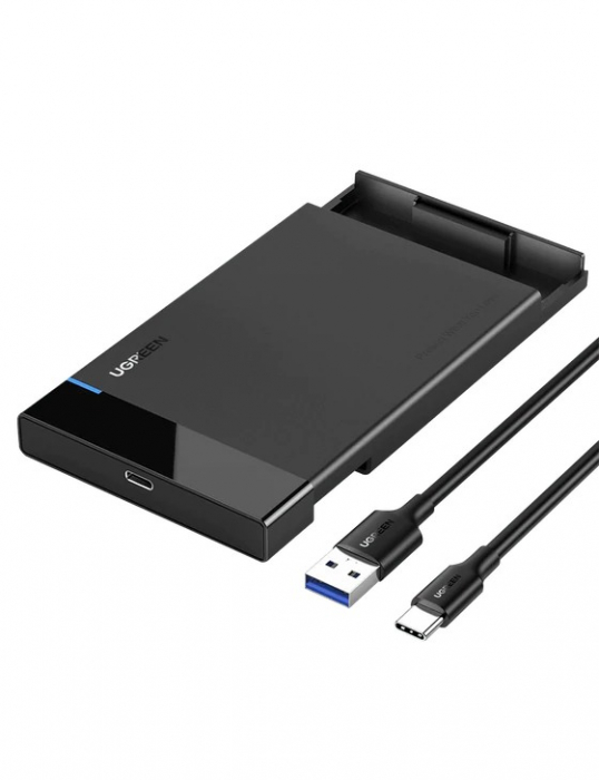 RACK extern Ugreen, \\"US221\\" pt HDD si SSD SATA 2.5\\" conectare USB 3.0 max 6 Gbps, 1 x 50cm USB Type-C to USB 3.0 Cable, ABS, negru \\"50743\\" (include TV 0.8lei) - 6957303857432 [1]