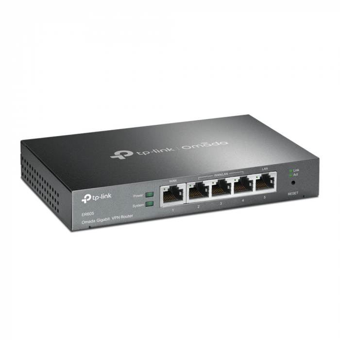 ROUTER TP-LINK wired Gigabit, 1 Gigabit WAN + 1 Gigabit LAN + 3 Changeable Gigabit WAN/LAN Ports , tehnologie VPN "ER605" (include timbru verde 1.5 lei) [2]