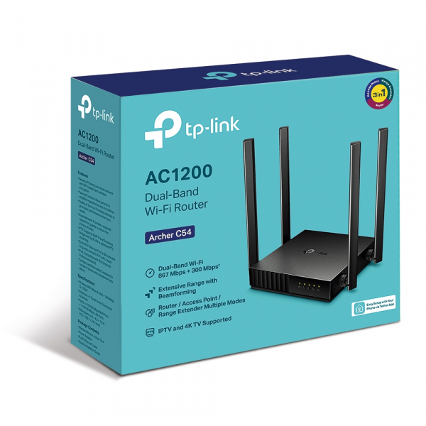 ROUTER TP-LINK wireless 1200Mbps, 4 porturi 10/100Mbps, 4 antene externe, Dual Band AC1200 "Archer C50"(include timbru verde 1.5 lei) [4]