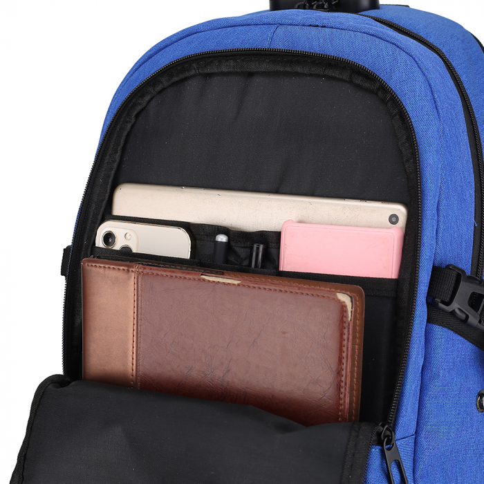 RUCSAC SPACER, pt. notebook de max. 15.6", 2 compartimente, buzunar frontal, buzunar lateral x 2, blocare fermoar, USB 2.0 (M)(pt. acces la Power Bank), Jack 3.5 mm (pt. acces la casti), waterproof,   [9]