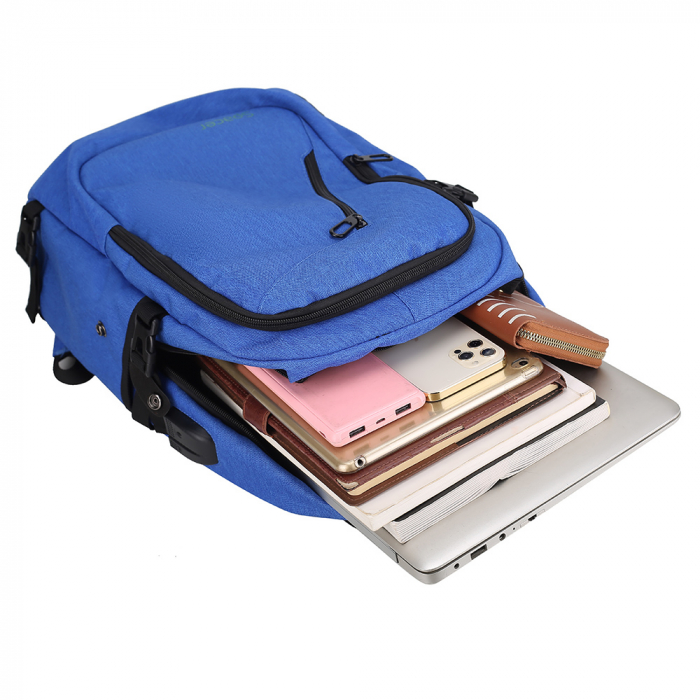 RUCSAC SPACER, pt. notebook de max. 15.6", 2 compartimente, buzunar frontal, buzunar lateral x 2, blocare fermoar, USB 2.0 (M)(pt. acces la Power Bank), Jack 3.5 mm (pt. acces la casti), waterproof,   [10]