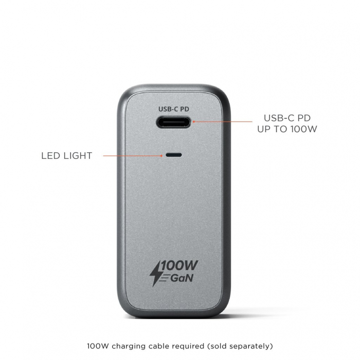 Satechi 100W USB-C PD Wall Charger Gallium Nitride (GaN) charging - Space Grey [3]