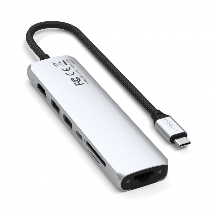 Satechi 7-in-1 USB-C Slim Multiport Adapter with Ethernet - Silver [7]