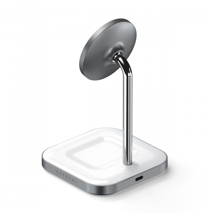 Satechi Aluminium 2-in-1 Magnetic Wireless Charging stand (iPhone 12/13, AirPods Pro, USB-C cable included) - White [3]