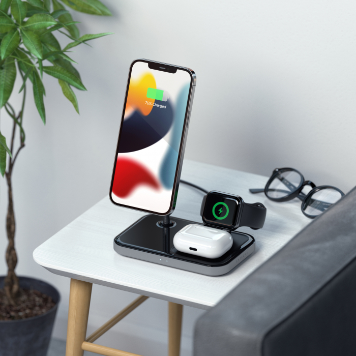 Satechi Aluminium 3-in-1 Magnetic Wireless Charging Stand (iPhone 12/13, Apple Watch, AirPods Pro, USB-C cable included) - Black [7]