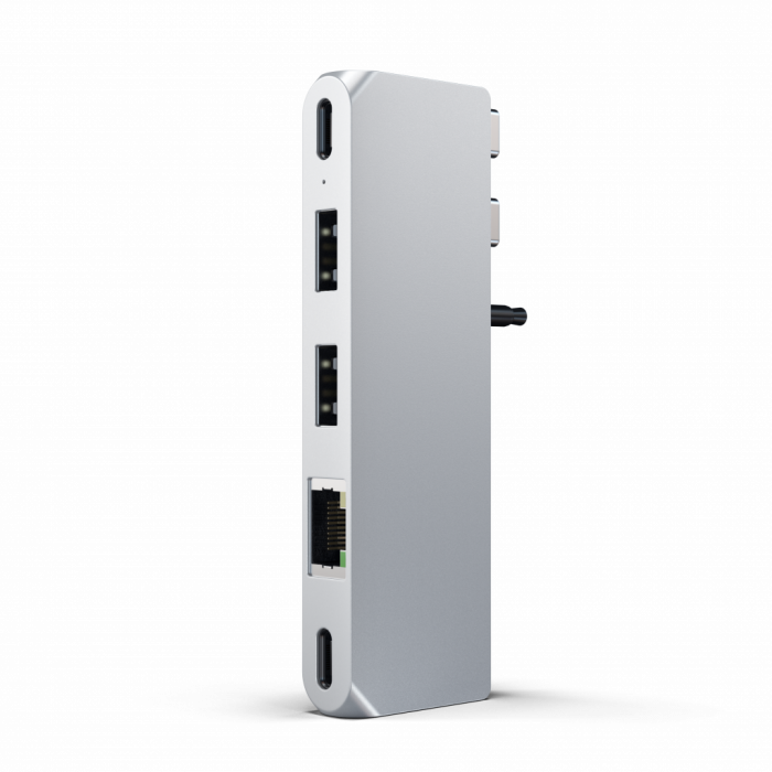 Satechi Aluminium Pro Hub Mini (1xUSB4 96W up to 6K 60Hz display output, 2 x USB-A 3.0, 1xEthernet, 1xUSB-C, 1xAudio) - Silver [5]