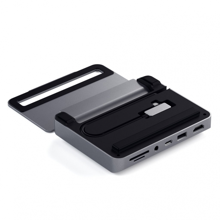 Satechi Aluminium Stand & Hub for iPad Pro (USB-C PD up to 60W,4K HDMI(60Hz),USB-A,SDcard, audio 3.5mm ) - Space Grey [8]