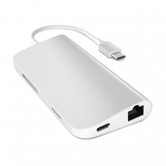 Satechi Aluminium Type-C Multi-Port Adapter (HDMI 4K,3x USB 3.0,MicroSD,Ethernet) - Silver [2]