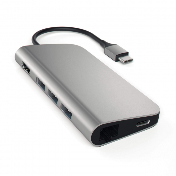 Satechi Aluminium Type-C Multi-Port Adapter (HDMI 4K,3x USB 3.0,MicroSD,Ethernet) - Space Grey [2]
