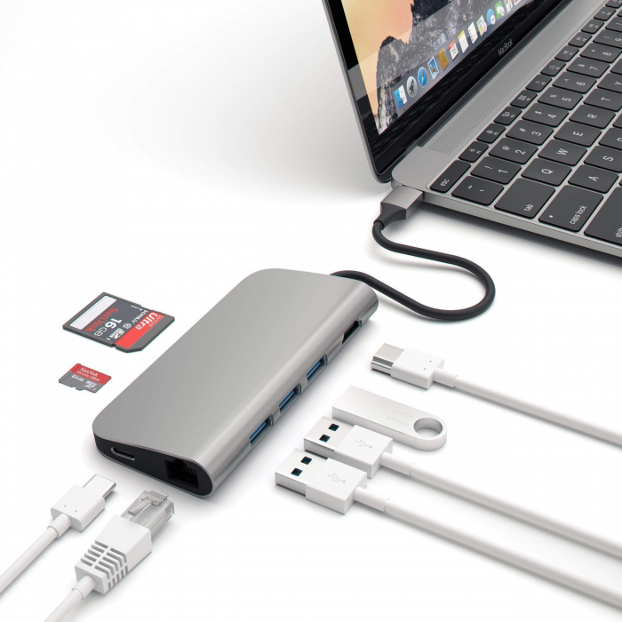 Satechi Aluminium Type-C Multi-Port Adapter (HDMI 4K,3x USB 3.0,MicroSD,Ethernet) - Space Grey [9]