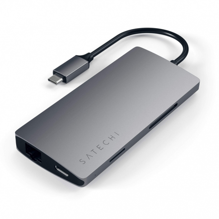Satechi Aluminium Type-C Multi-Port Adapter (HDMI 4K,3x USB 3.0,MicroSD,Ethernet V2) - Space Grey [2]