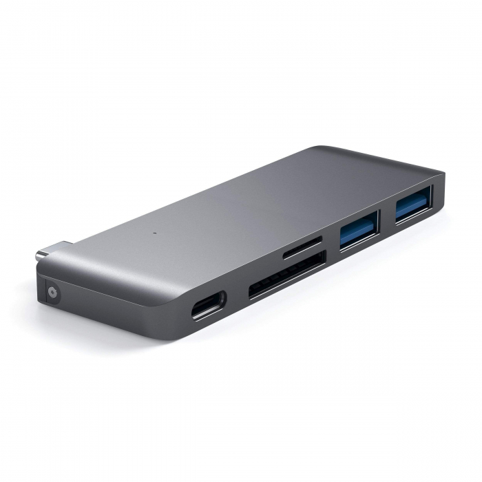Satechi Aluminium Type-C Passthrough USB Hub (3x USB 3.0,MicroSD) - Space Grey [8]