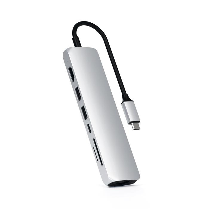 Satechi Aluminium Type-C Slim Multiport (1xHDMI 4K,2x USB-A,1x SD,1x Ethernet) - Silver [3]