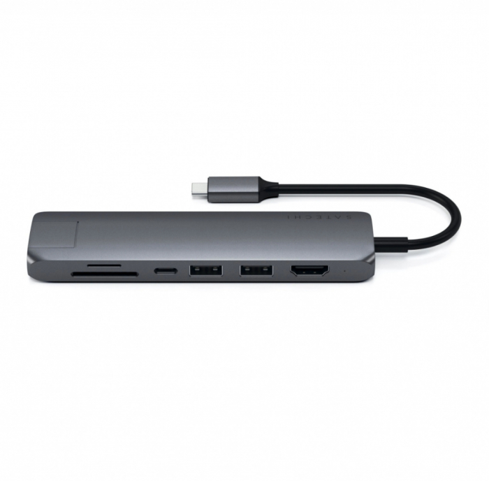 Satechi Aluminium Type-C Slim Multiport (1xHDMI 4K,2x USB-A,1x SD,1x Ethernet) - Space Grey [2]